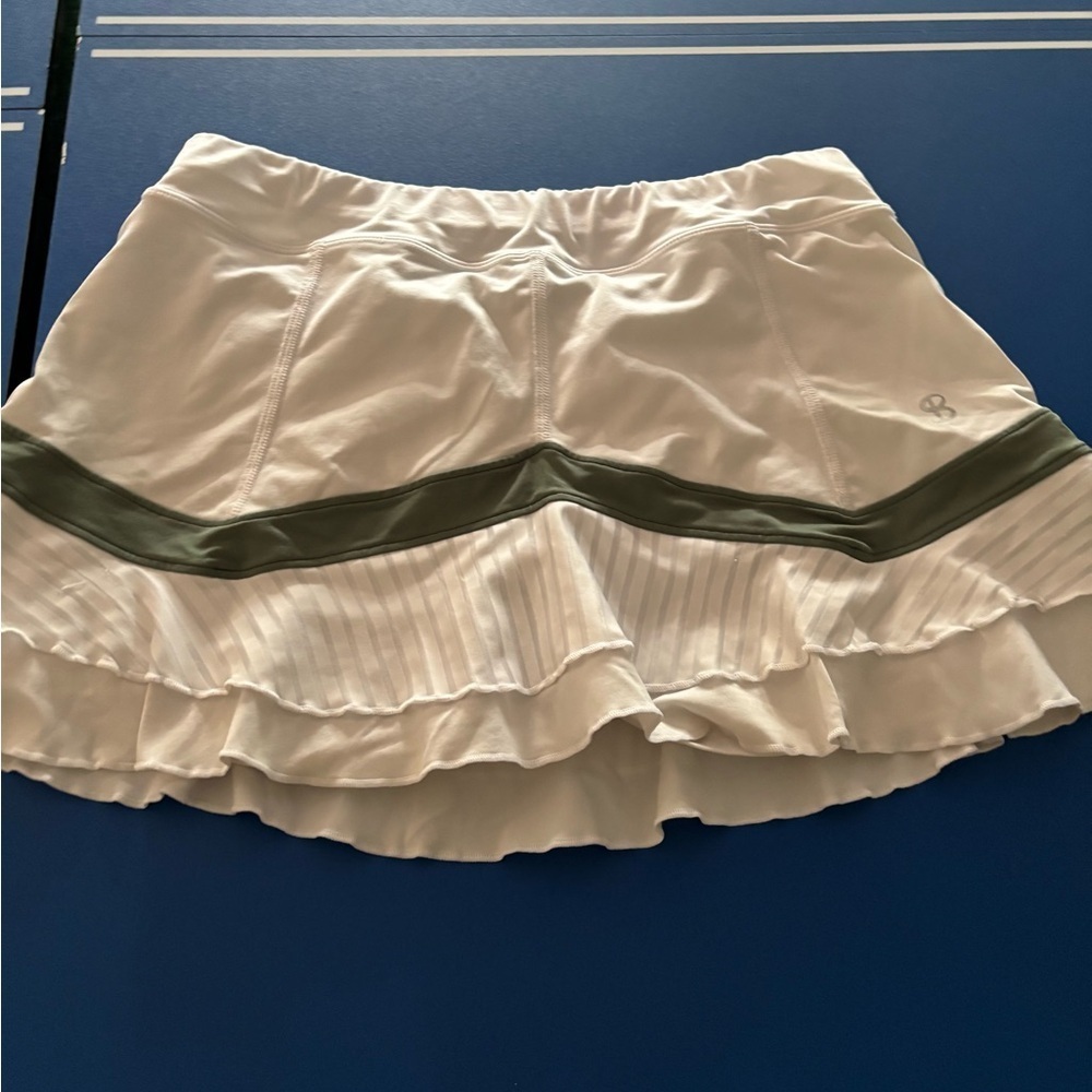 Sofibella White Tennis Skirt with Green Stripe large